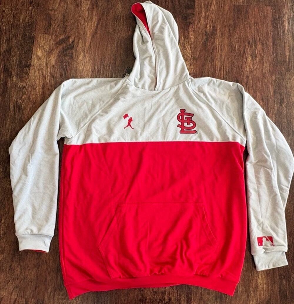 NWT Baseballism St Louis Cardinals Reversible Double Play Hoodie Mens XL MLB Red